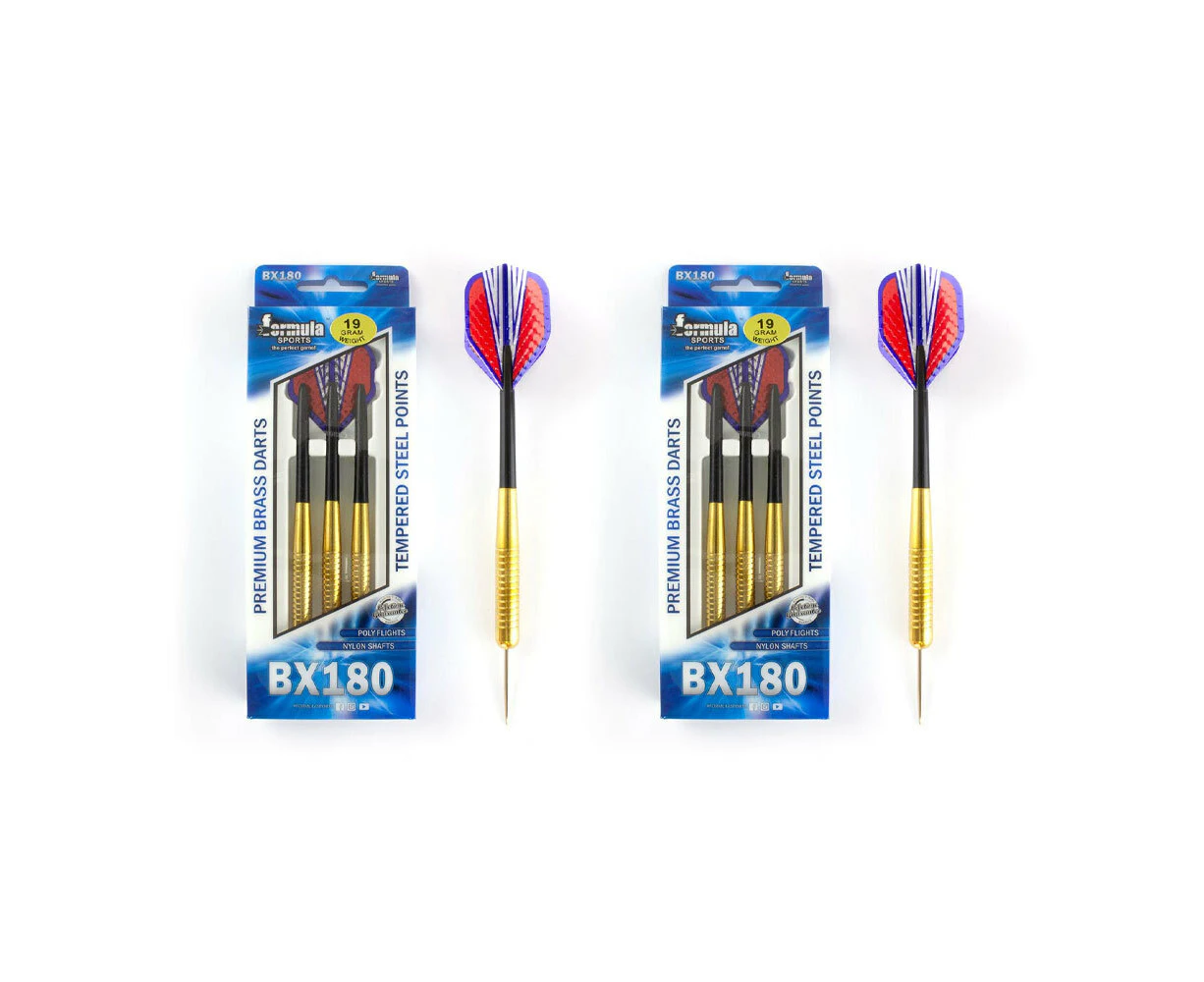 24pc Formula Sports BX180 Premium 19g Brass Barrel Darts Tempered Steel Tip