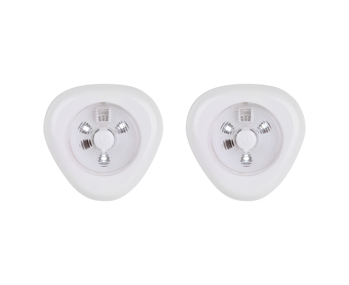 2x 2PK Crest Compact Push Cool White LED Lights Wall Mounted Ceiling Night Lamp