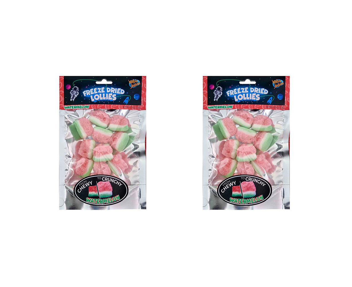 2x Heebie Jeebies 30g Sour Watermelon Freeze Dried Lollies Sweets Confectionery