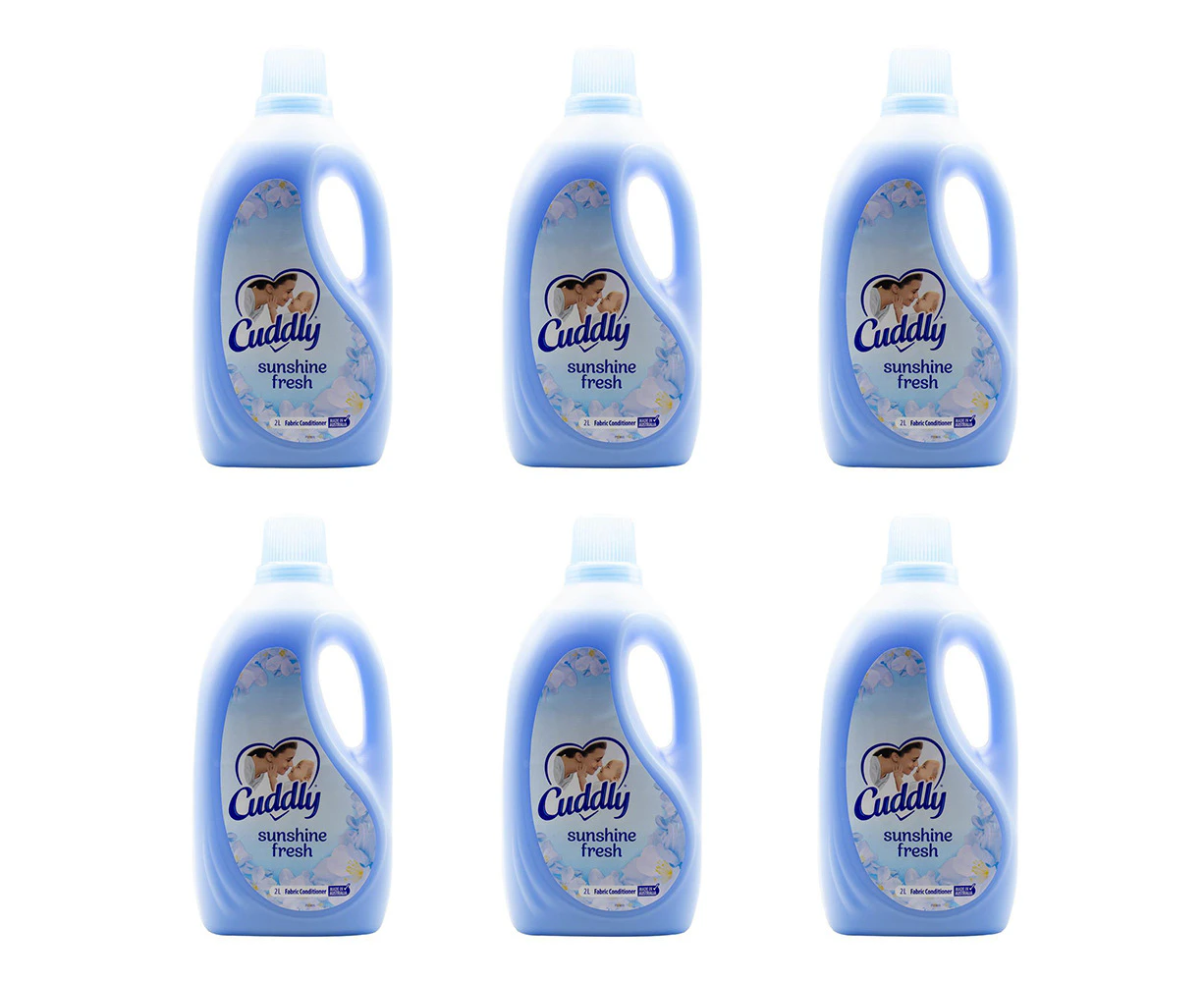 6x Cuddly Fabric Conditioner Sunshine Fresh Ready To Use Gentle Softness 2L