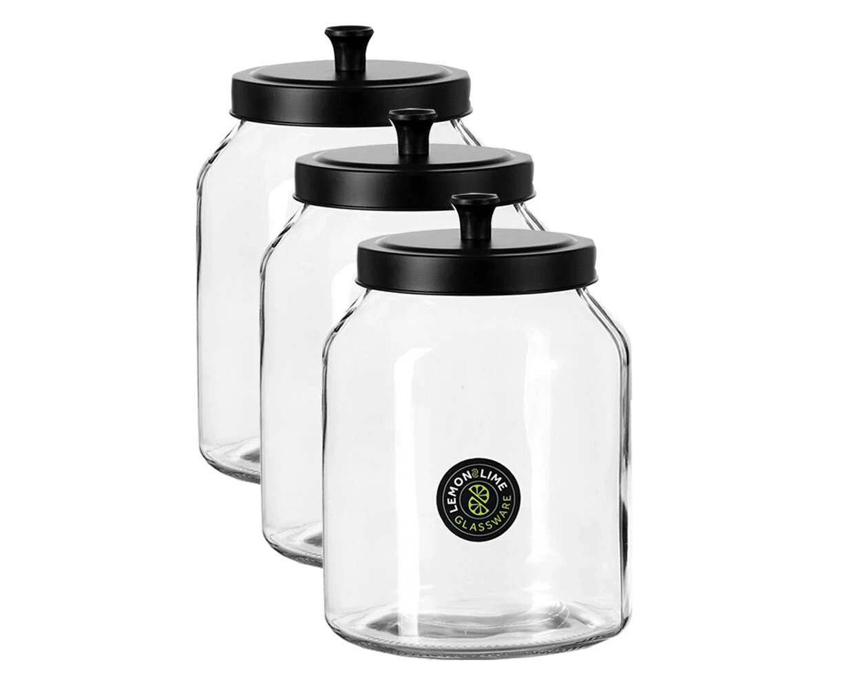 3x Lemon And Lime 3L Cosmo Glass Jar Storage Container/Canister Kitchen/Home