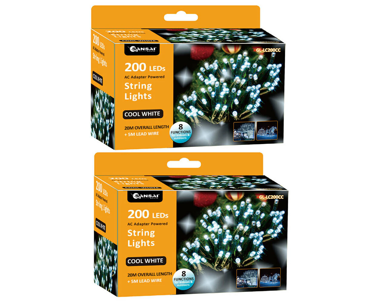 2x Sansai 200 LED Electric Lumini Decorative/Christmas String Lights Cool White