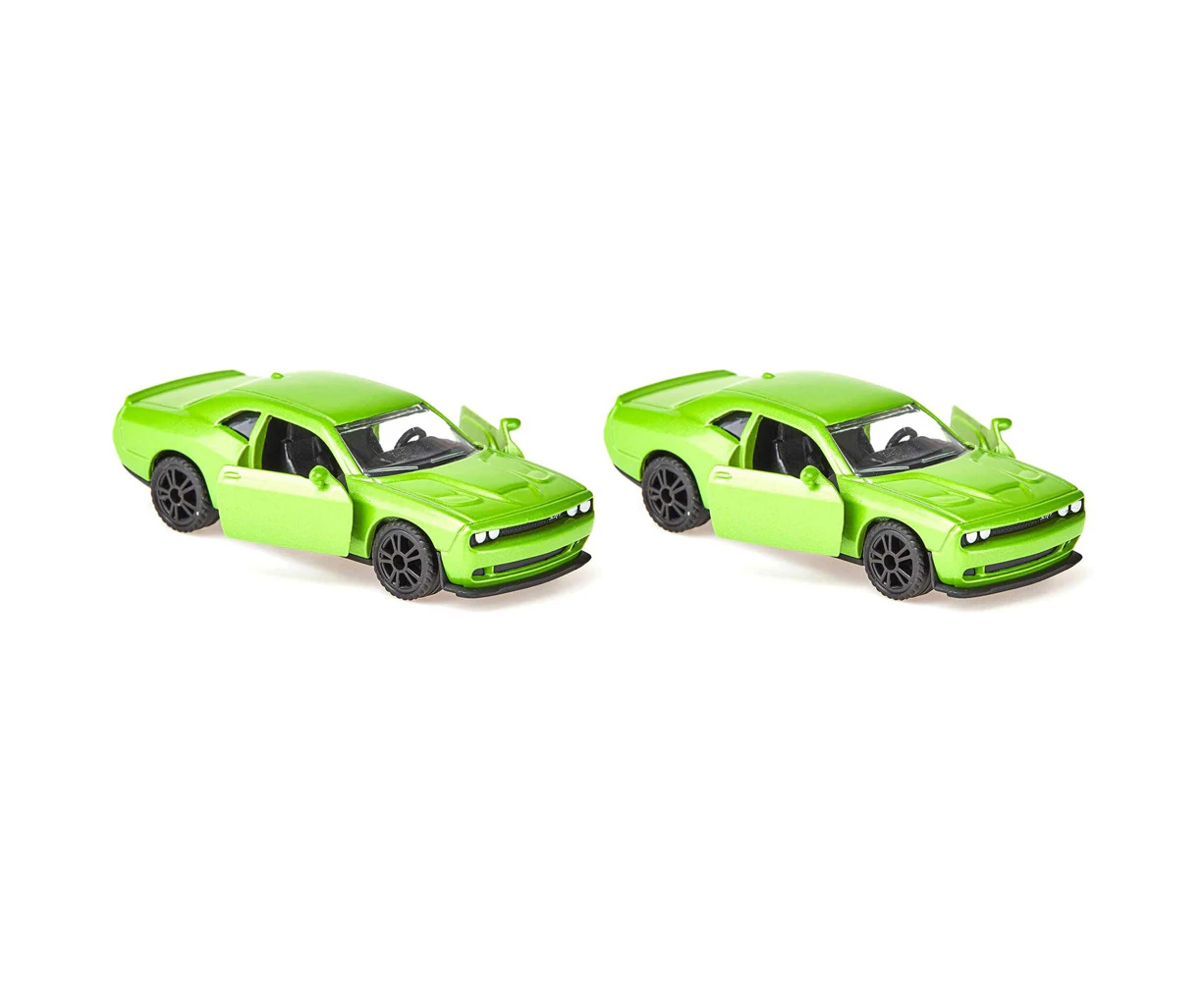 2x Siku Dodge Challenger SRT Hellcat Green Diecast Kids/Children Toy Car 3y+