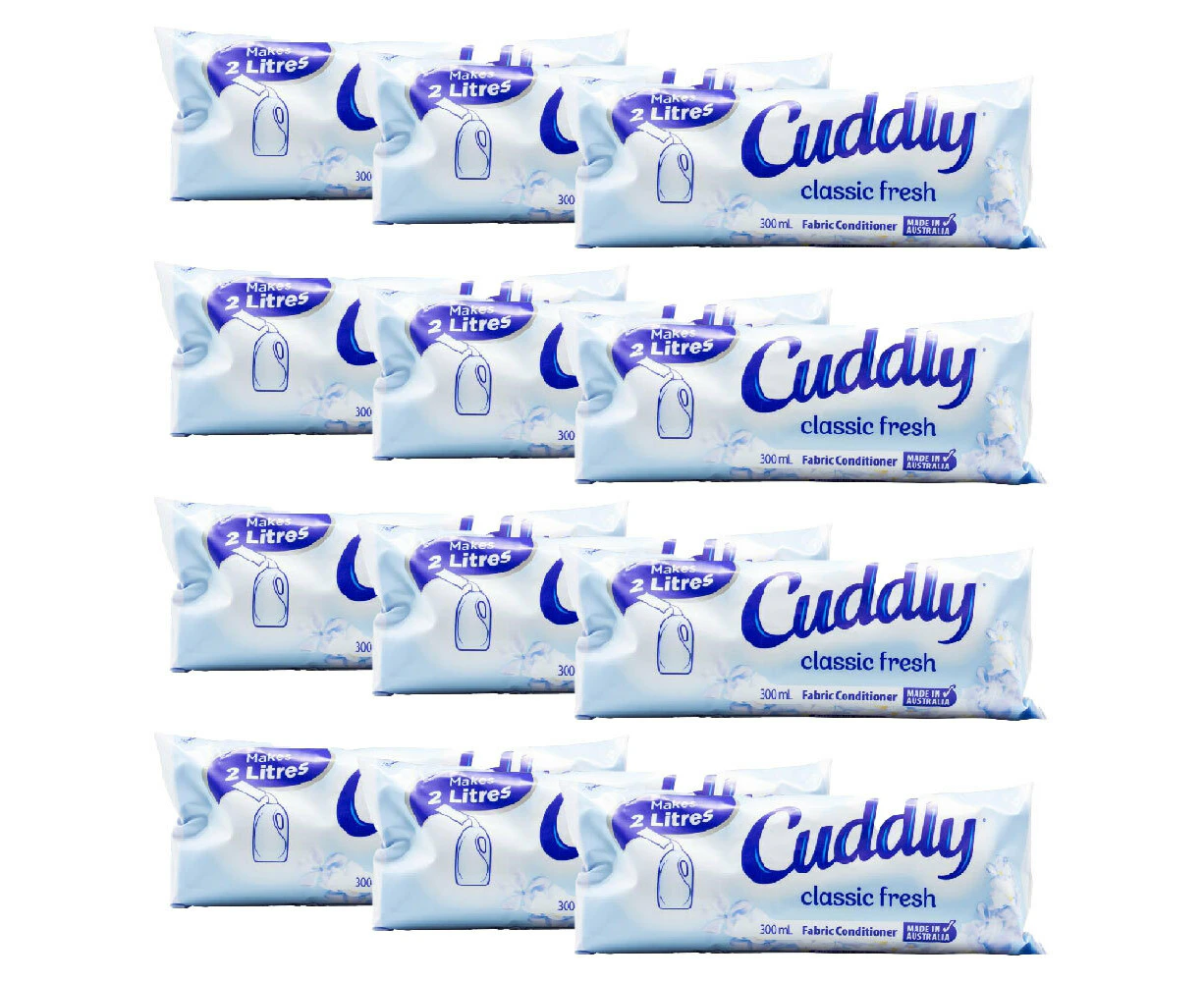 12x Cuddly Fabric Conditioner Refill Classic Fresh Soft Clothes & Linens 300ml