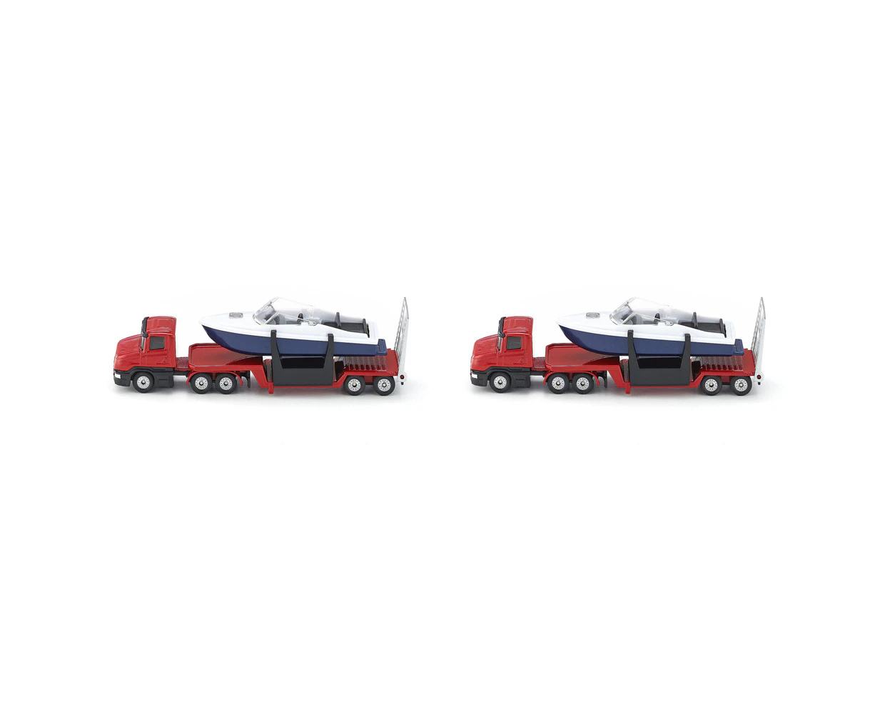 2x Siku 1613 Low Loader Truck w/ Boat Diecast 158mm Kids/Children Play Toy 3y+