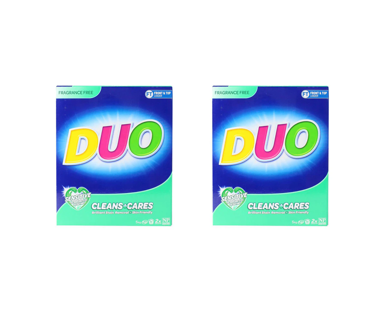 2x Duo Fragrance-Free Laundry Powder Sensitive Skin Hypoallergenic Formula 5kg