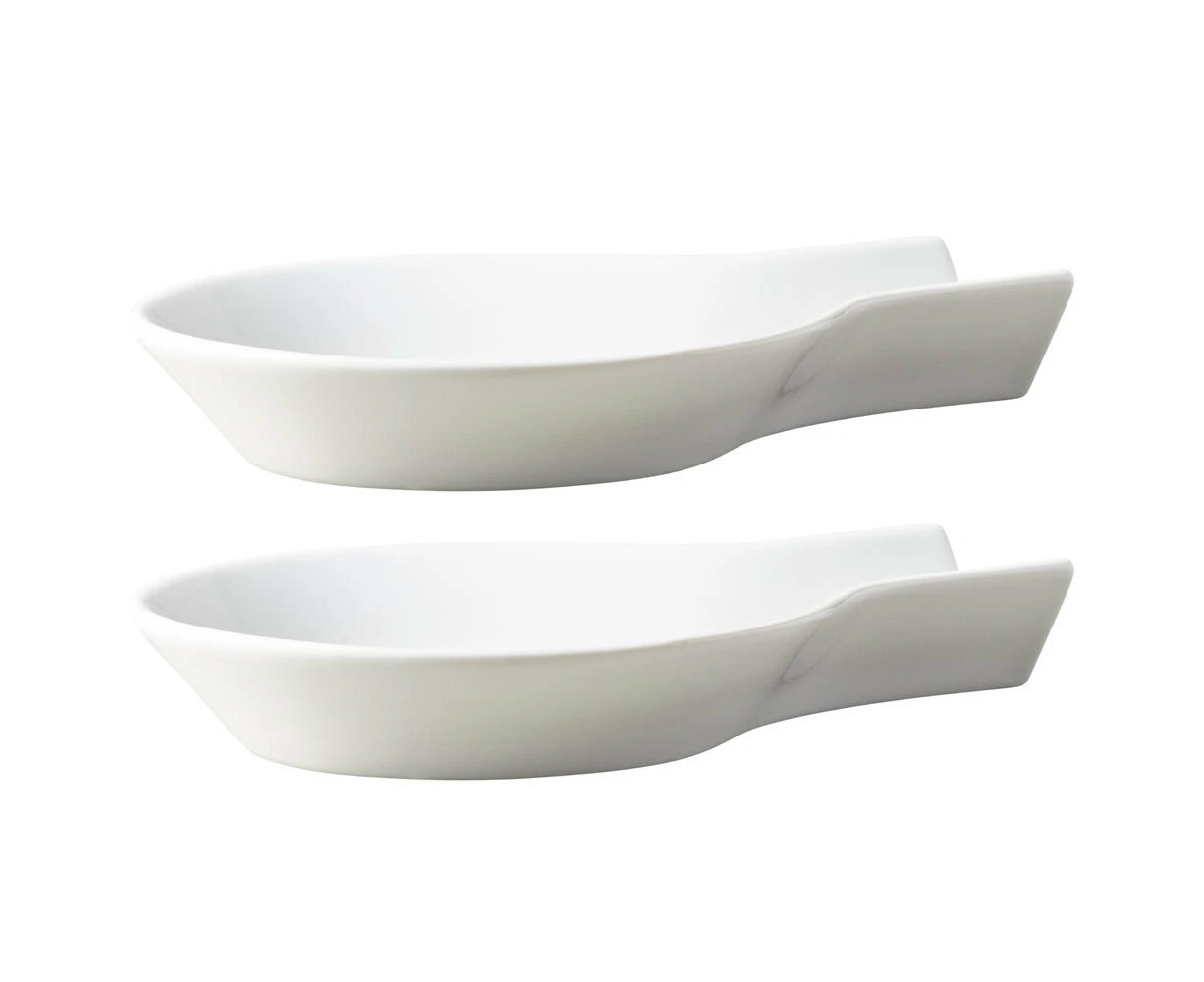 2x Maxwell & Williams Epicurious Porcelain 22.5cm Spoon Rest Utensil Holder WHT