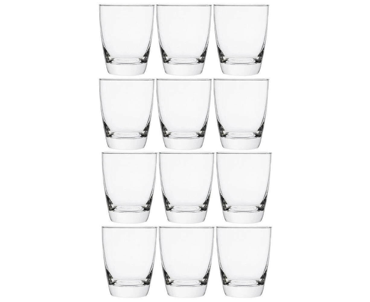 12pc Porto Como Tapered Tumbler Drinking Glasses Beverage Cups Clear 300ml