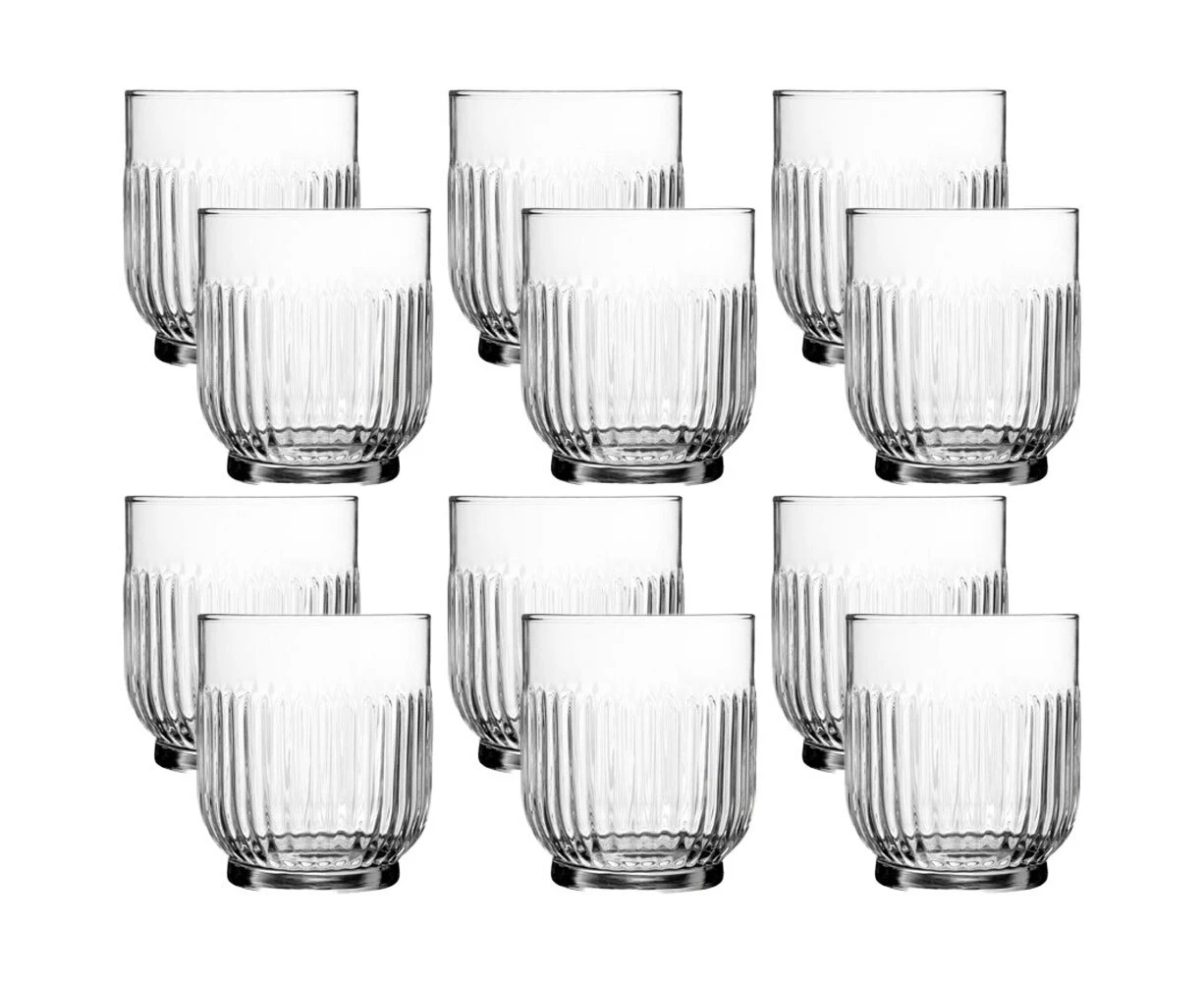 12pc Porto Delia Tumbler Drinking Glasses Beverage Cups Clear 280ml 9cm