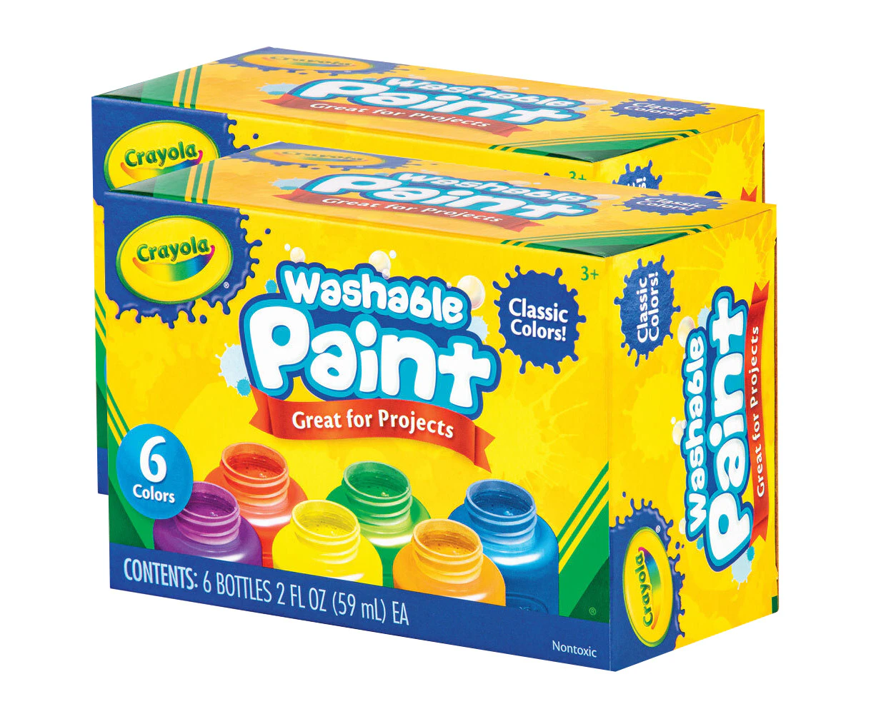 12pc Crayola Washable Non Toxic Paint Water Based Colour Set Kids/Children 3y+