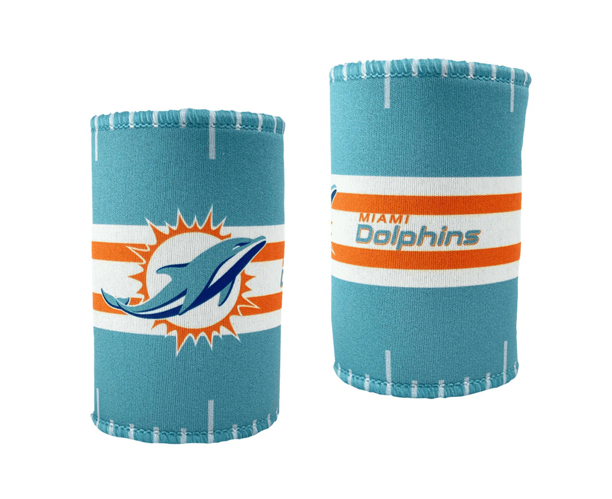 2x NFL Miami Dolphins 11.5cm Stubby Can/Bottle Beverage Storage Sleeve Holder