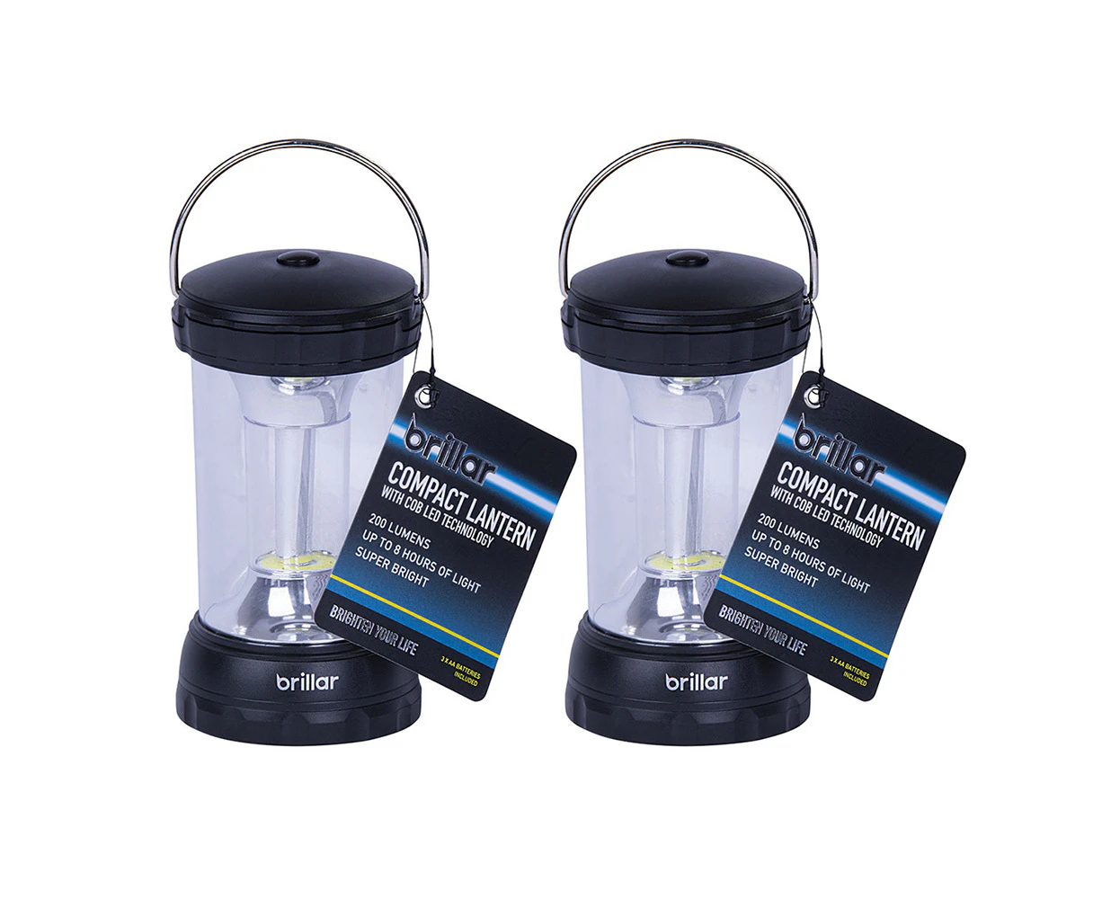 2x Brillar LED 19cm Portable Compact Battery Operated Home/Garden Lantern Asstd