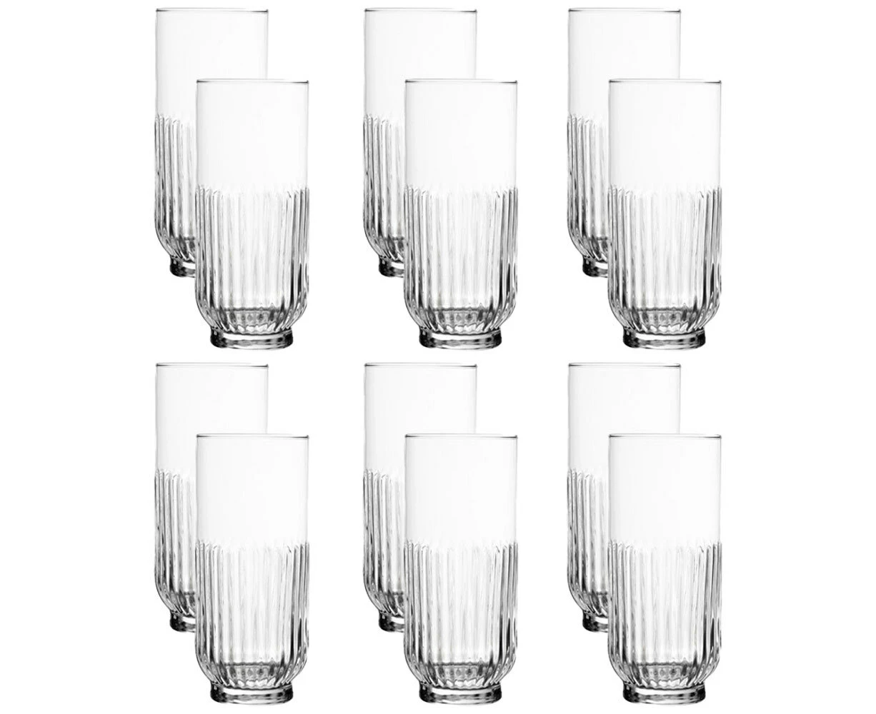 12pc Porto Delia Hi Ball Drinking Glasses Beverage Cups Clear 350ml 15cm