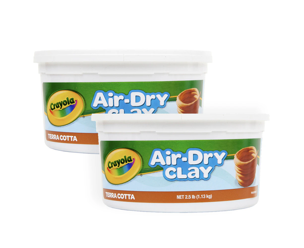 2x Crayola Kids/Childrens Creative Air Dry Modelling Clay 1.1kg Terracotta 36m+