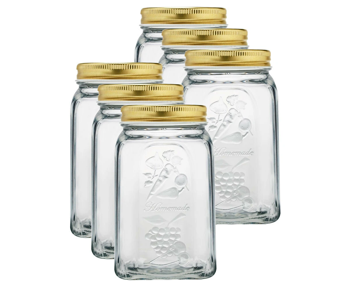 6x Pasabahce Homemade 1000ml Glass Preserve Jar Food Storage Container w/Lid CLR