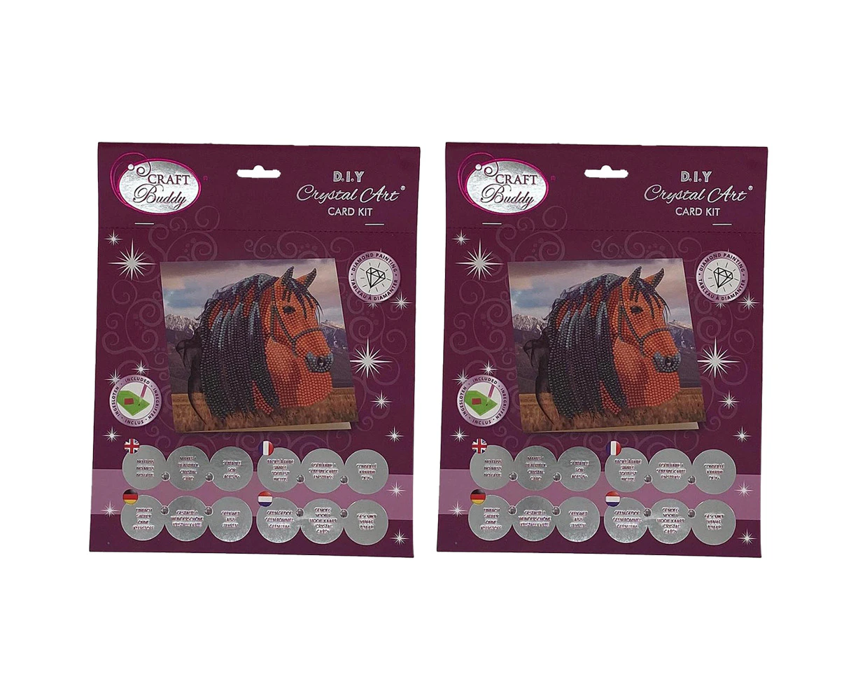 2x Craft Buddy Horse Diamond Painting Crystal Art Card 18x18cm Kids/Family 8y+