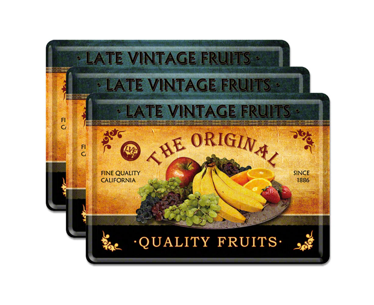 3PK Nostalgic Art Metal/Paper Mail Postcard Late Vintage Fruits w/Envelope 14cm