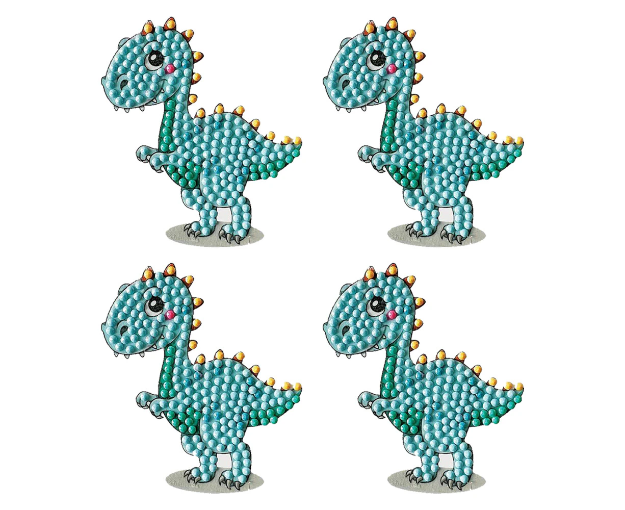 4x Craft Buddy Crystal/Diamond Art Motif Cute Dinosaur 9x9cm Kids/Family 8y+