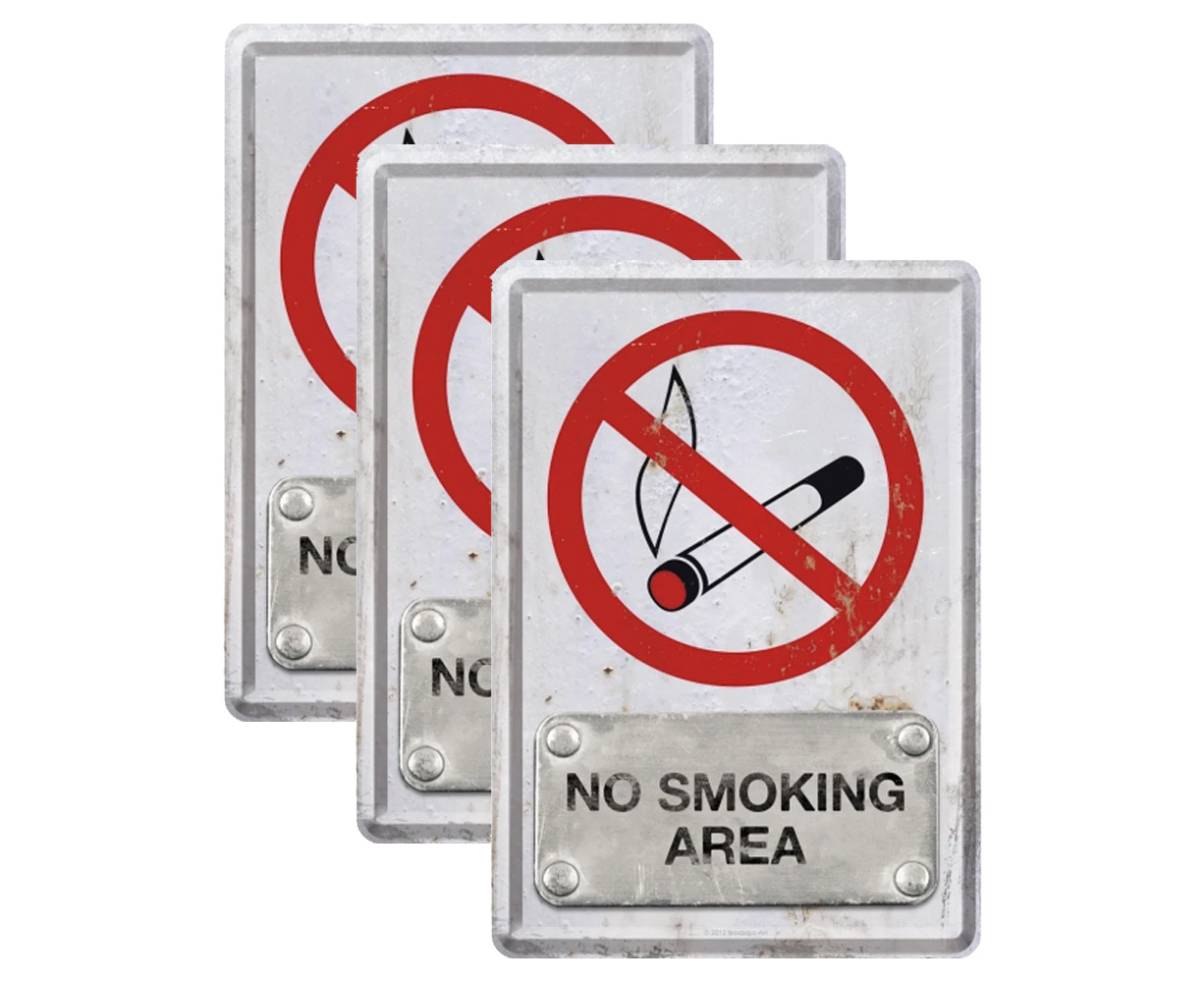 3PK Nostalgic Art Metal/Paper Coated Postcard No Smoking Area w/Envelope 10x14cm