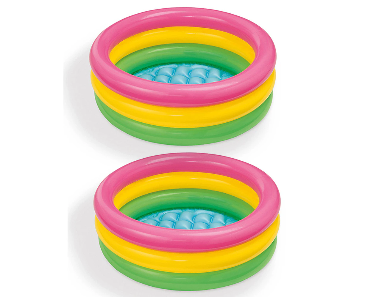 2x Intex Sunset Glow 61cm Inflatable Kids Swimming Pool Water Sun Bath Tub 1y+