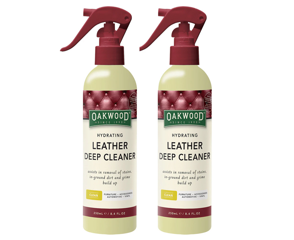 2x Oakwood 250ml Hydrating Leather Deep Cleaner Spray Furniture Upholstery Care