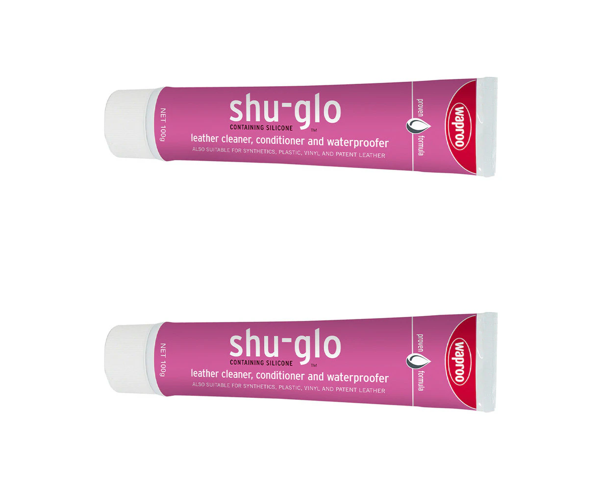 2PK Waproo Shu Glo Smooth Leather Polish/Cleaner Waterproofer & Conditioner 100g