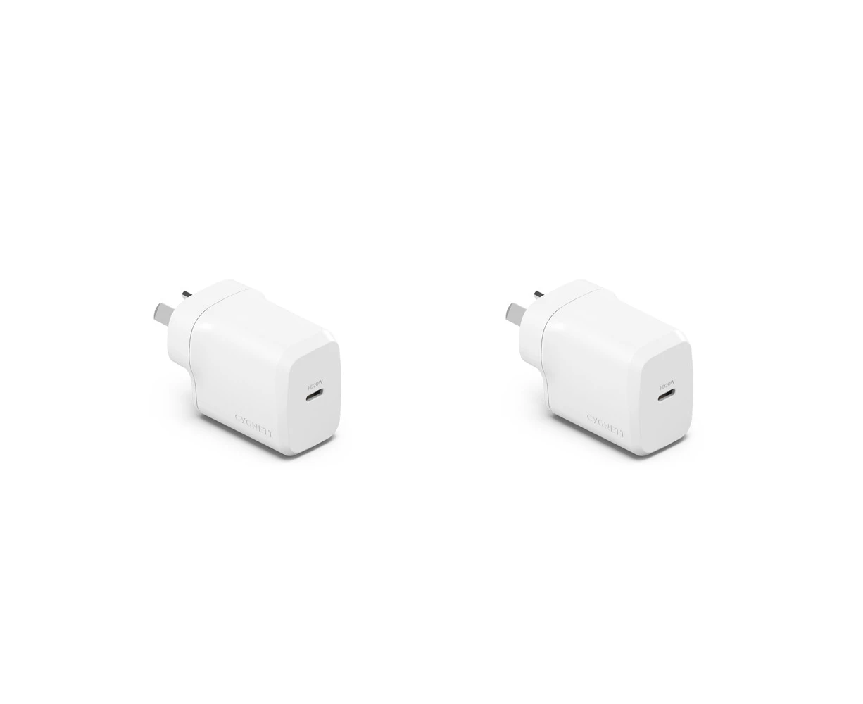 2PK Cygnett PowerPlus 20W USBC Wall Apple iPhone Fast Travel Charger Adapter WHT