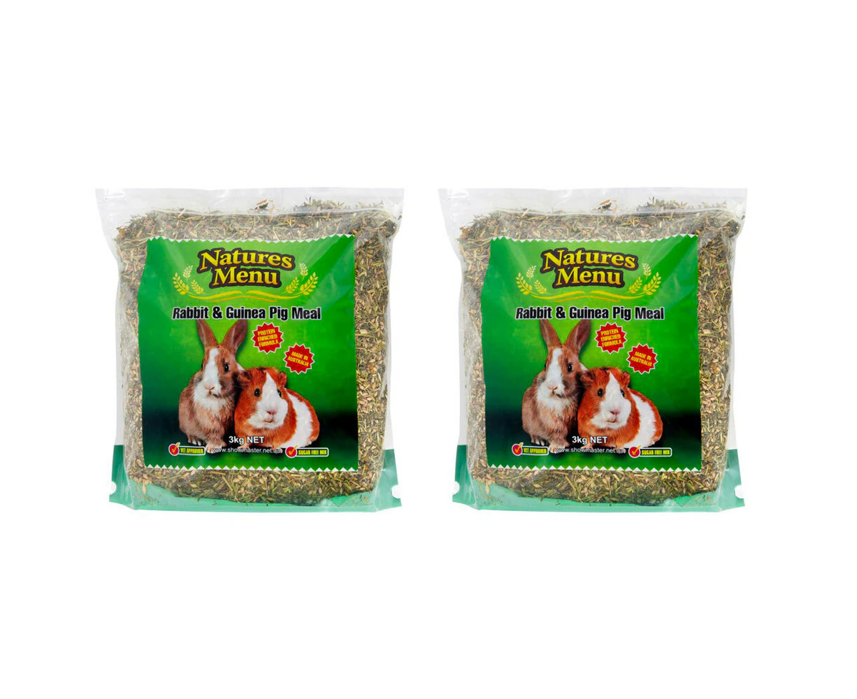 2x Natures Menu Sugar Free Rabbit & Guinea Pig Meal Small Animal Food 3KG