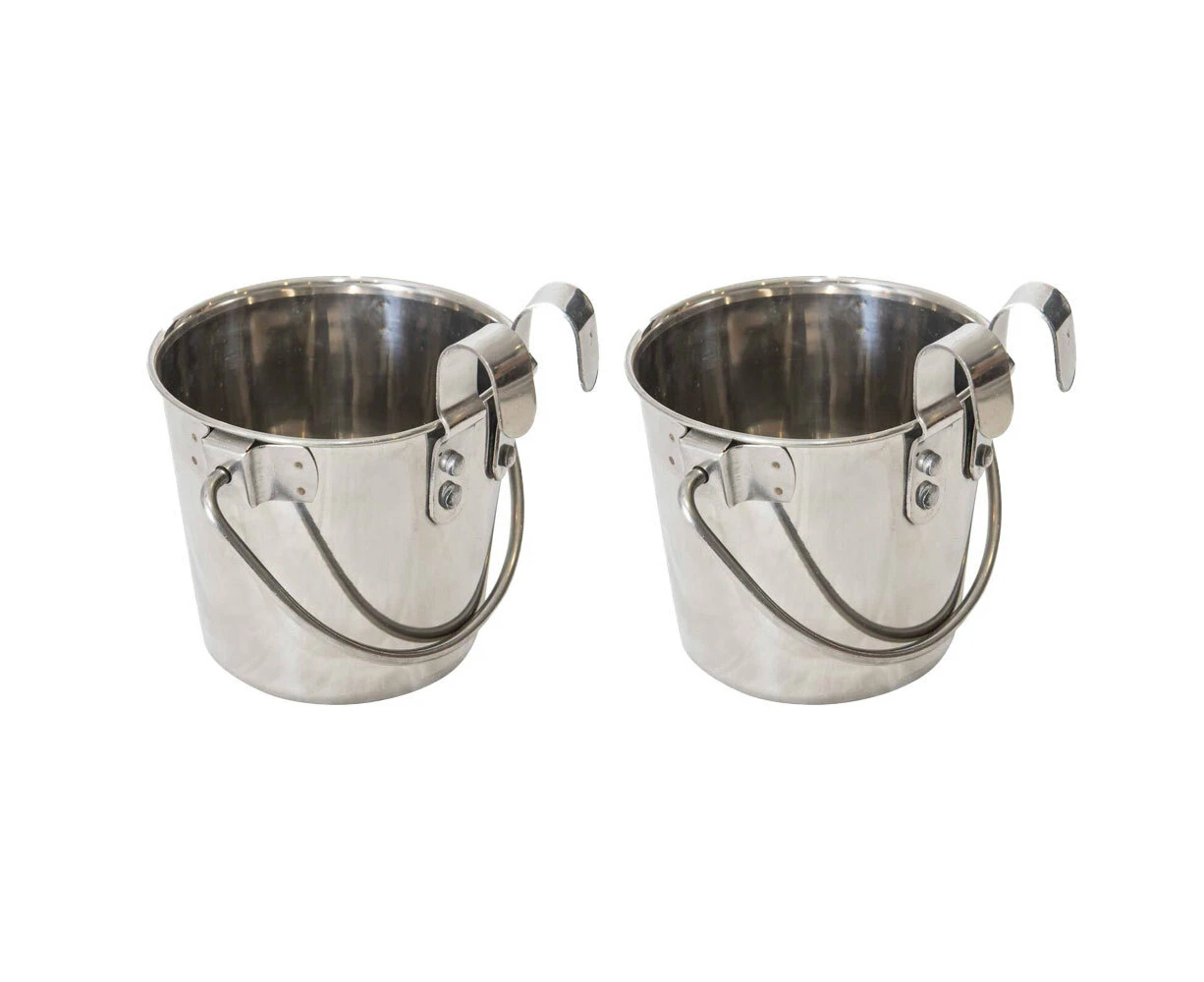 2x Superior Pet Essentials Durable Flat Sided Bucket with Riveted Hooks 1.9L