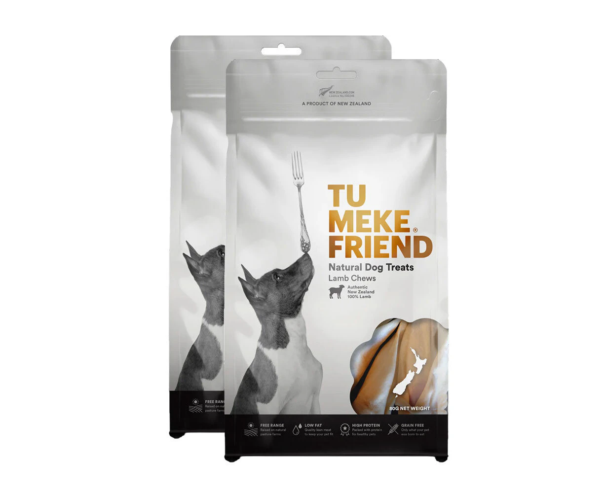 2x Tu Meke Friend 80g Air-Dried Natural Dog Treats Lamb Chews Pet Reward Food