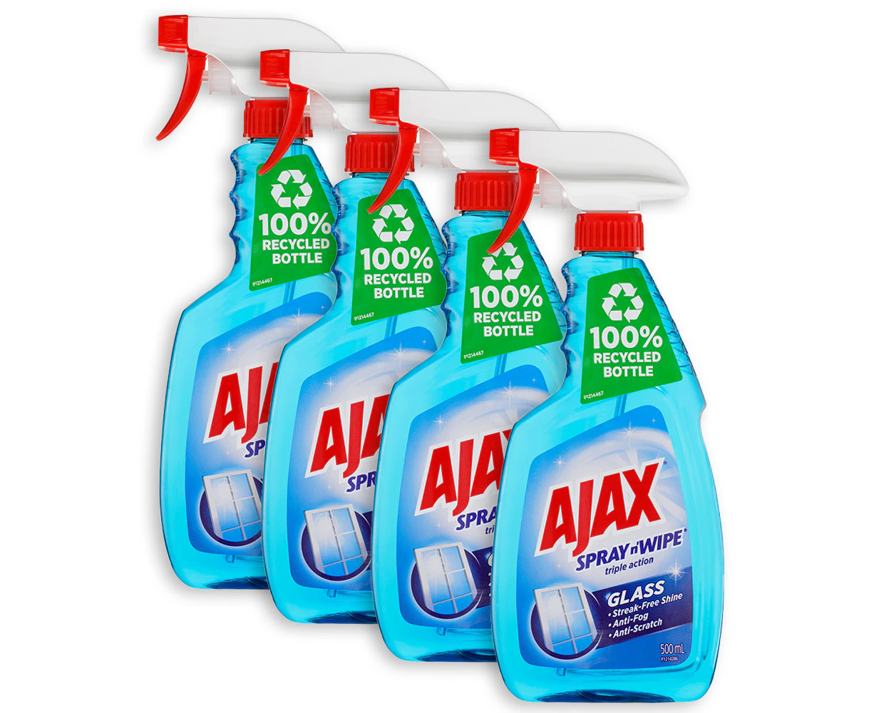 4x Ajax Spray nWipe 500ml Streak Free Glass Shine Cleaner for Window/Door/Mirror