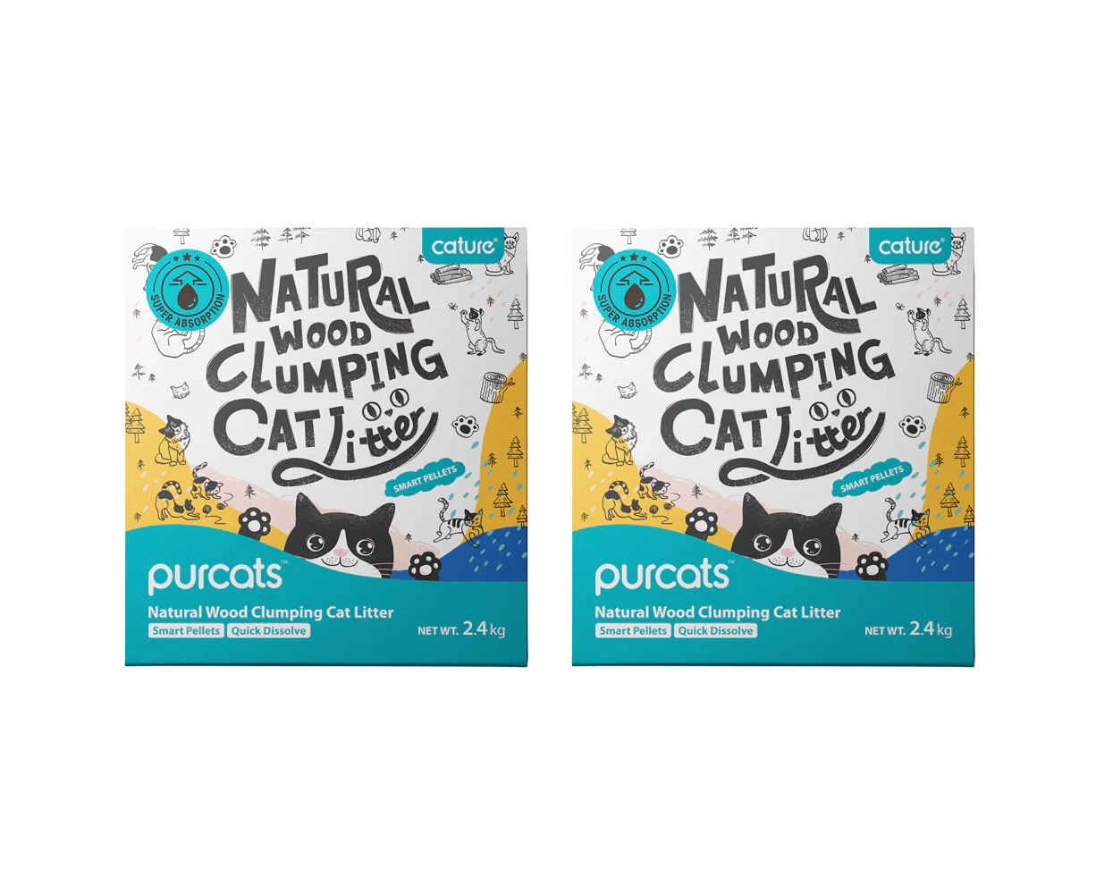 2x Cature Smart Pellets 6L/2.4kg Natural Wood Clumping Cat Litter Flushable