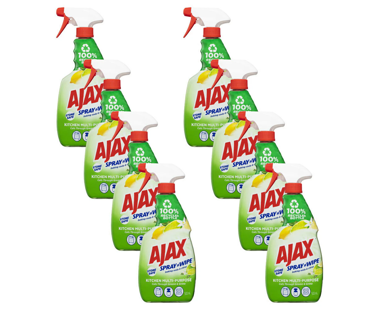 8x Ajax Spray N Wipe Trigger Multi-Purpose Spray Baking Soda & Citrus 500ml