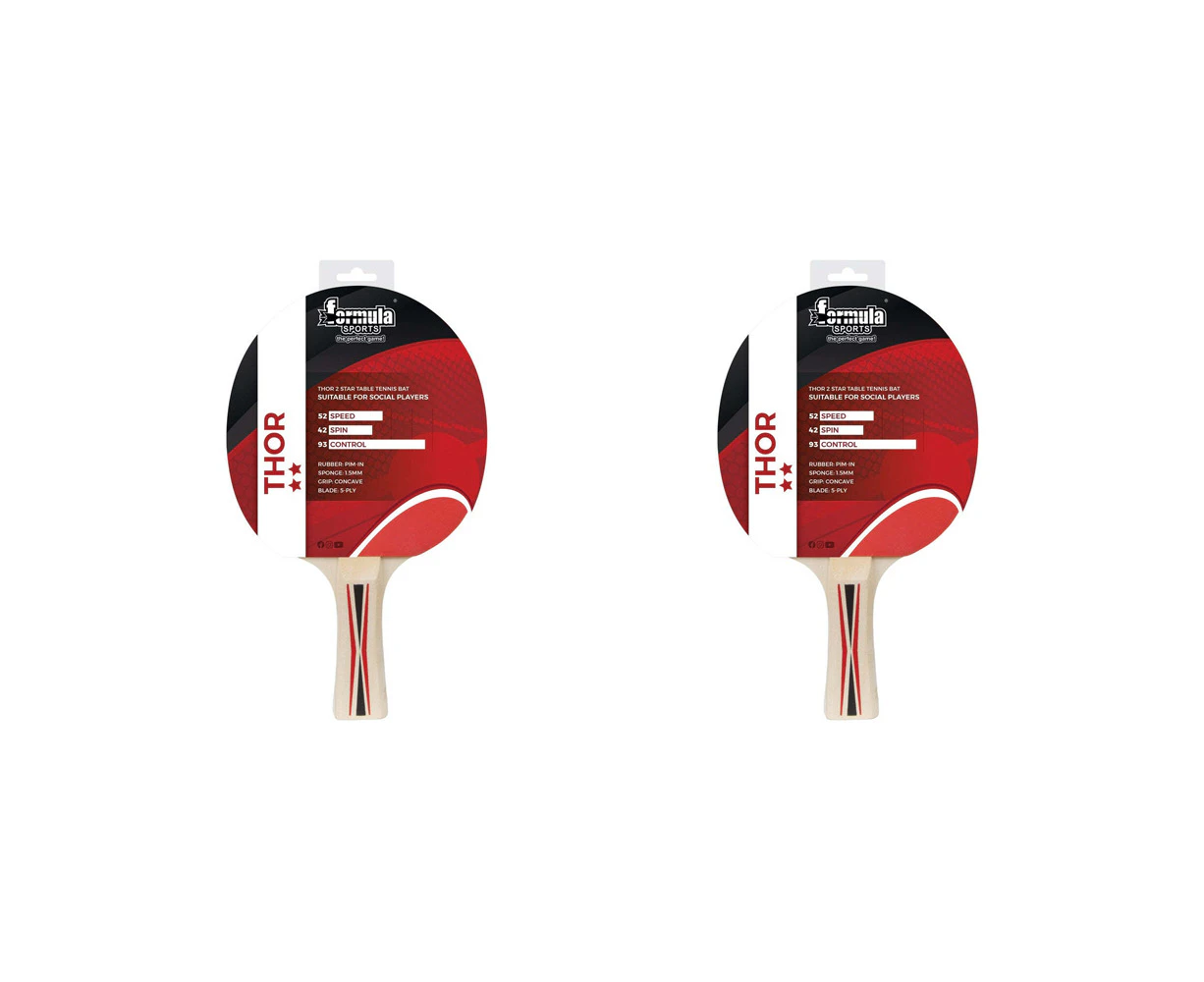 2x Formula Sports Thor Table Tennis Game Bat/Racket Ping Pong Paddle Game 2 Star