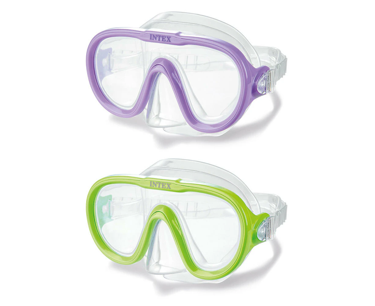 2x Intex Sea Scan Swim Snorkel Diving Mask Kids Adjustable Swimming Goggles Asst