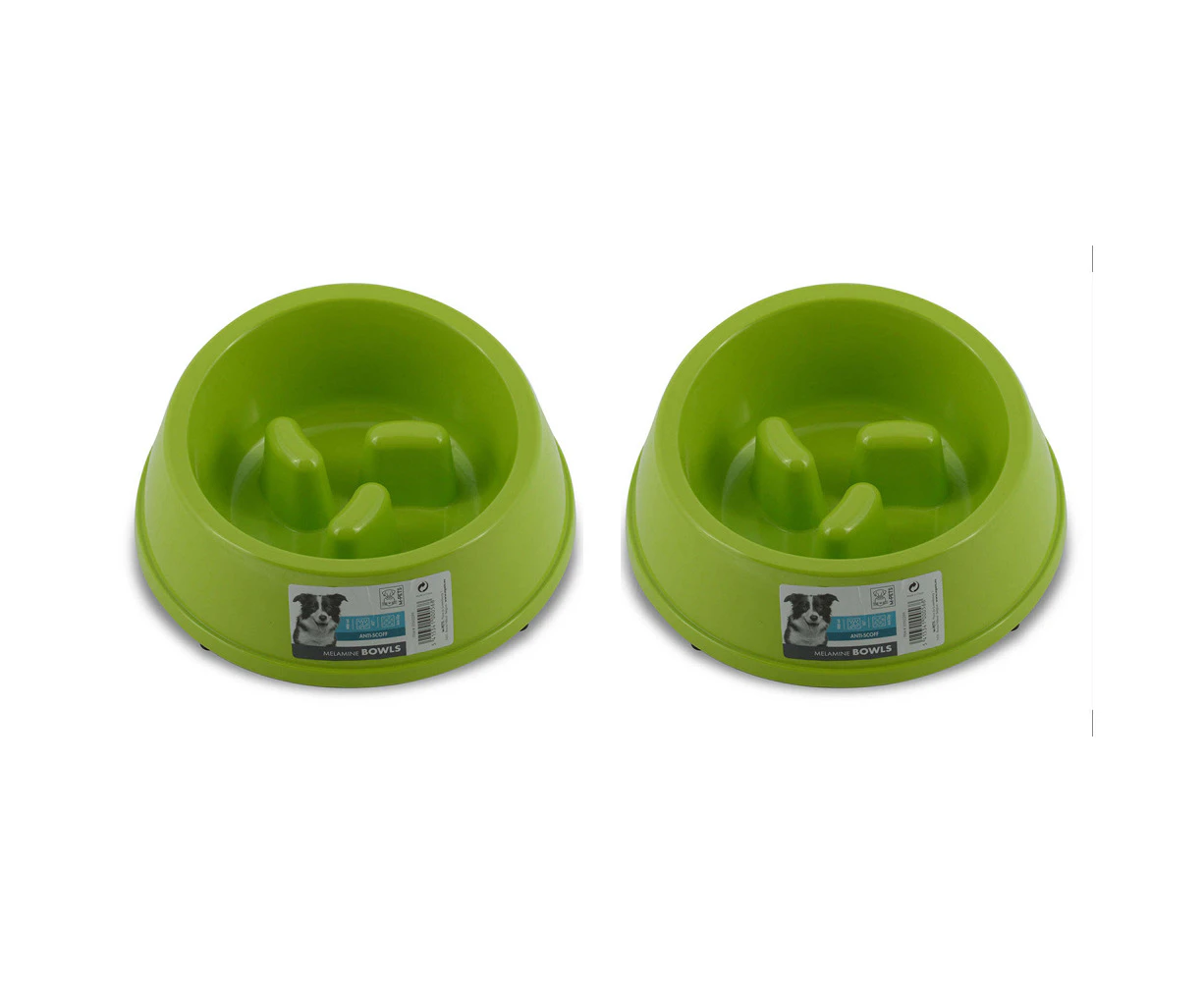 2x M-Pets 900ml Melamine Bowl High Back Slow Down Cat/Kitten Pet Feeder Dish