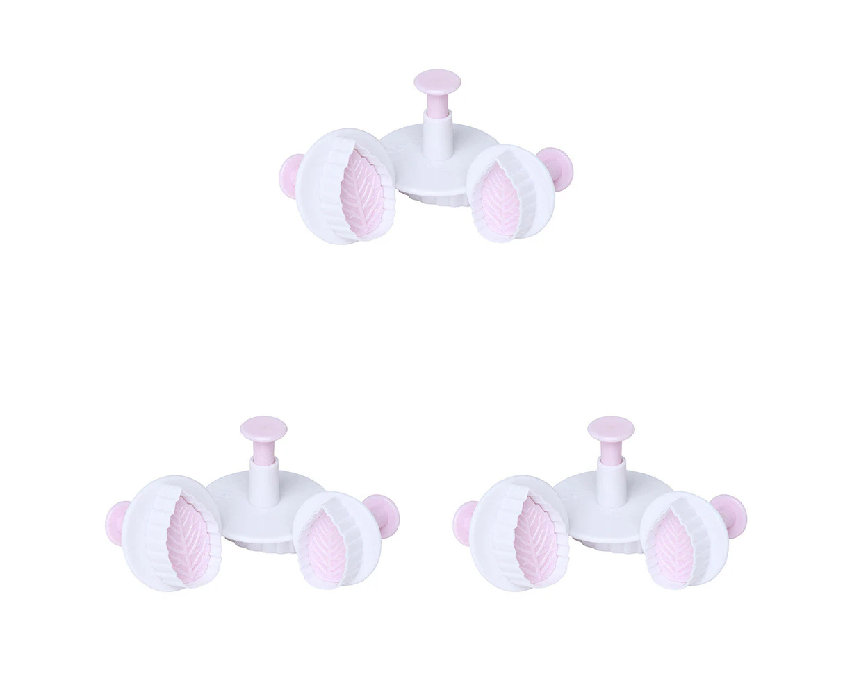 3 x 3pc Wiltshire Fondant/Cookie Dough Leaf Shaped Cutter And Pusher Bakeware