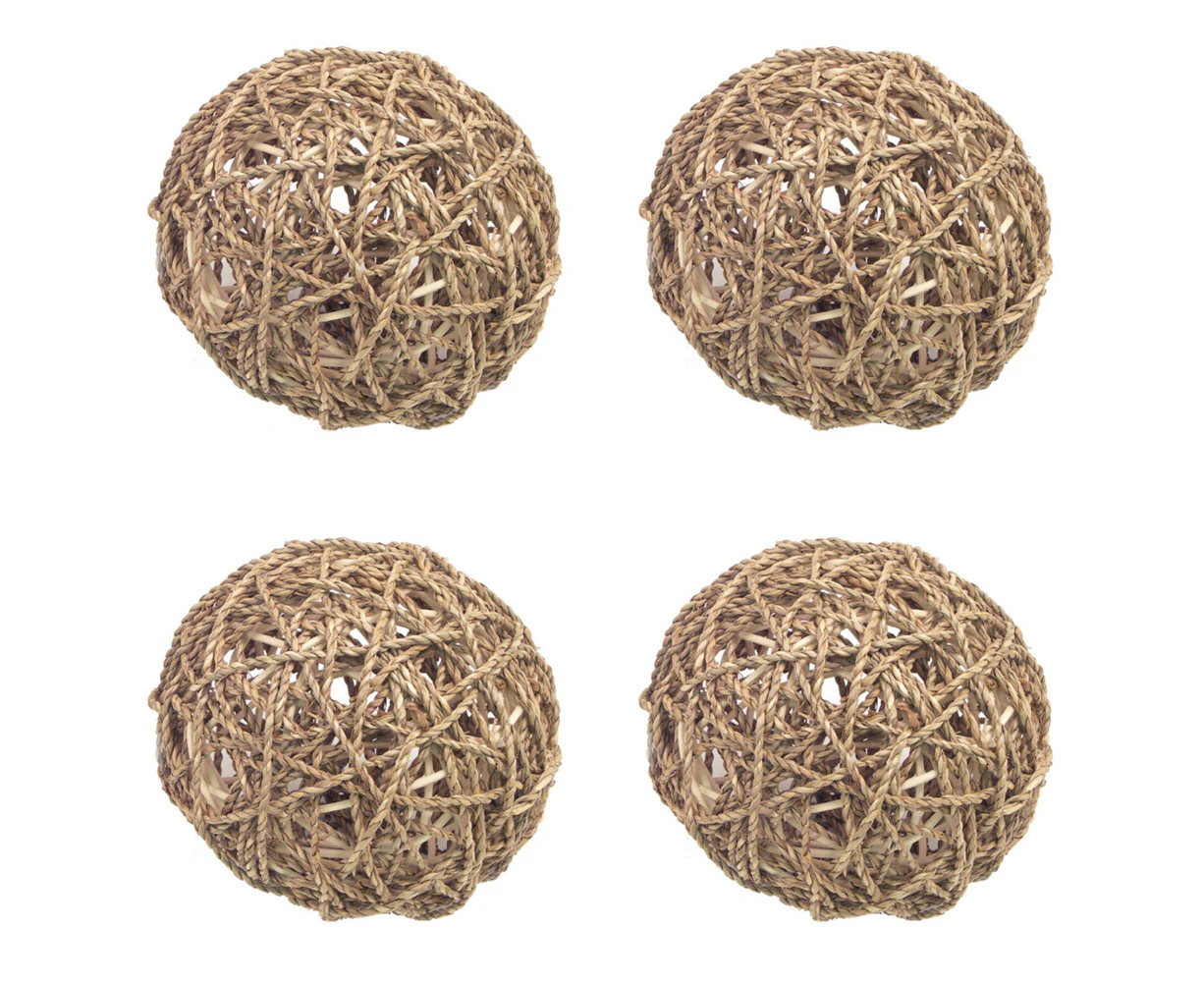 4x Rosewood 15cm Seagrass Chew/Gnaw Activity Rabbit/Ferret Pet Fun Ball L NTRL