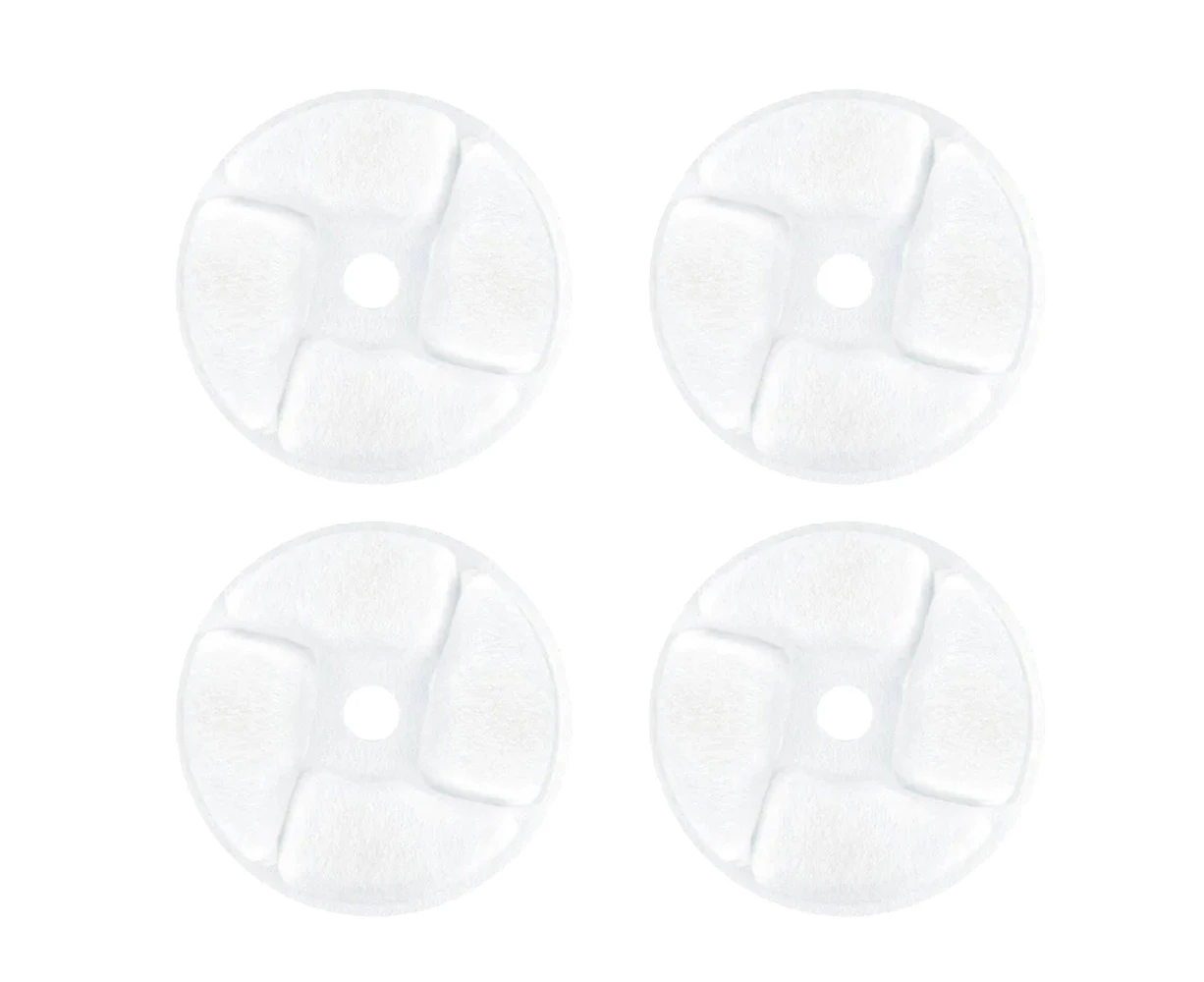 4x Tomcat Round Filter Replacement Spare For Pet/Cat Water Drinking Fountain WHT