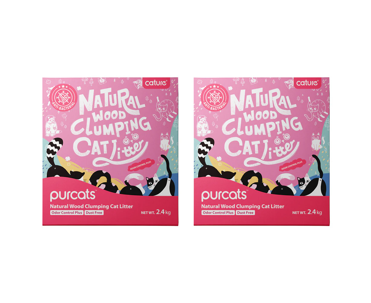 2x Cature 2.4kg/6L Carbon Wood Clumping Pet Cat Litter Odour Control Plus Pellet