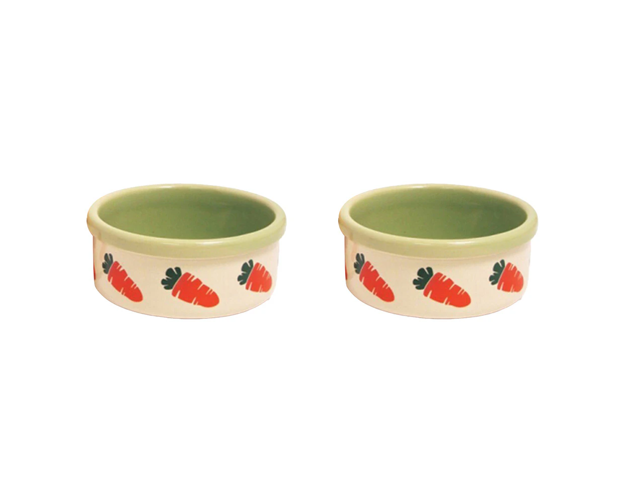 2x Rosewood Ceramic Carrot Rabbit/Guinea Pig Pet Bowl Food/Treat Container Asstd