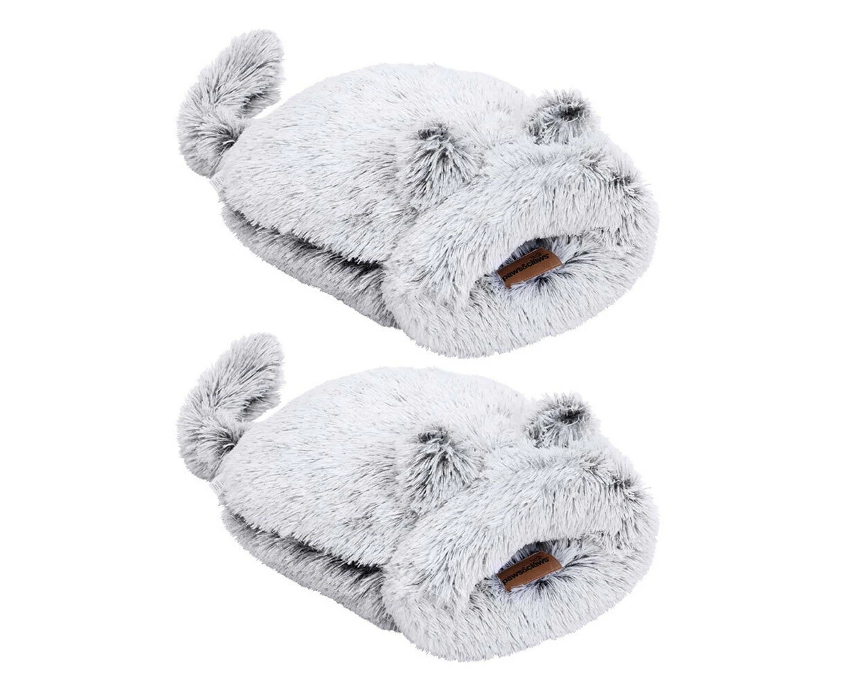 2x Paws & Claws 50x50cm Calming Cat/Pet/Kitten Plush Washable Snuggler Bed Grey