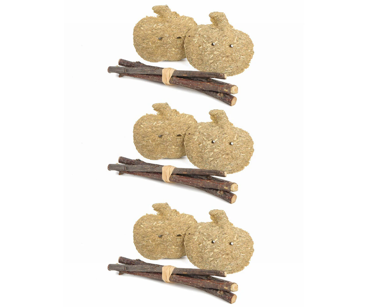 3x Nature Island Timothy Apples & Stix Rabbit/Guinea Pig Pet Activity Toy NTRL