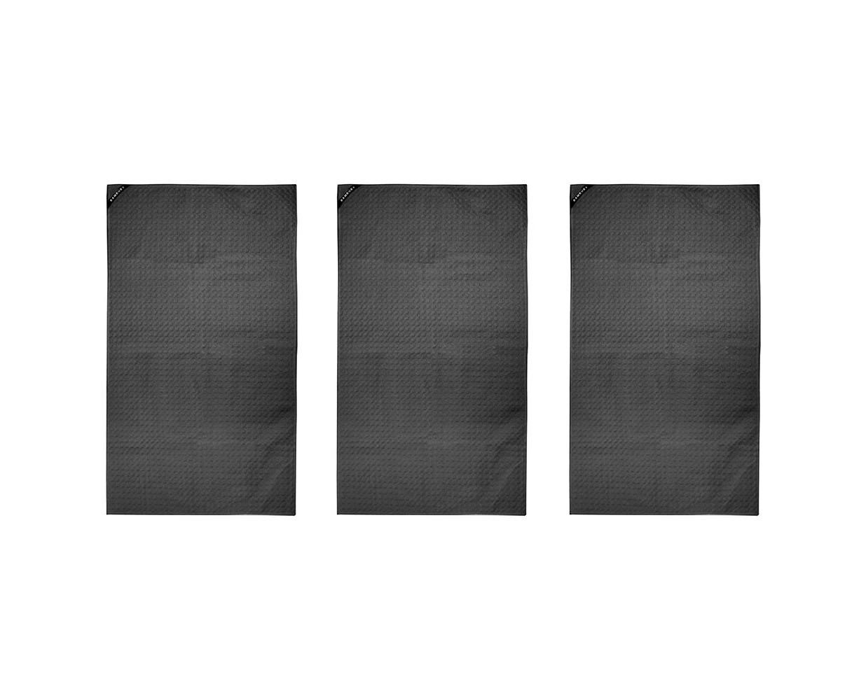 3x Bambury Matrix Workout Microfibre Gym Towel Small Charcoal 40 x 70cm Knitted