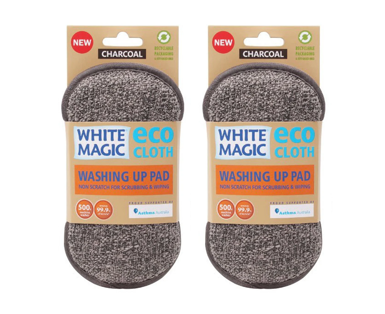 2x White Magic Eco Cloth Grease/Grime Wash Scrubbing Glass/Dishes Wipe/Pad CHC