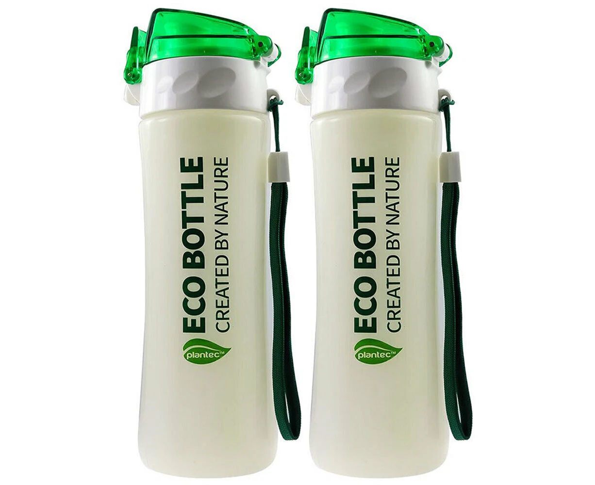 2PK Plantec 500ml Nature Corn/PLA Eco Drink Bottle Recyclable BPA/Plastic Free