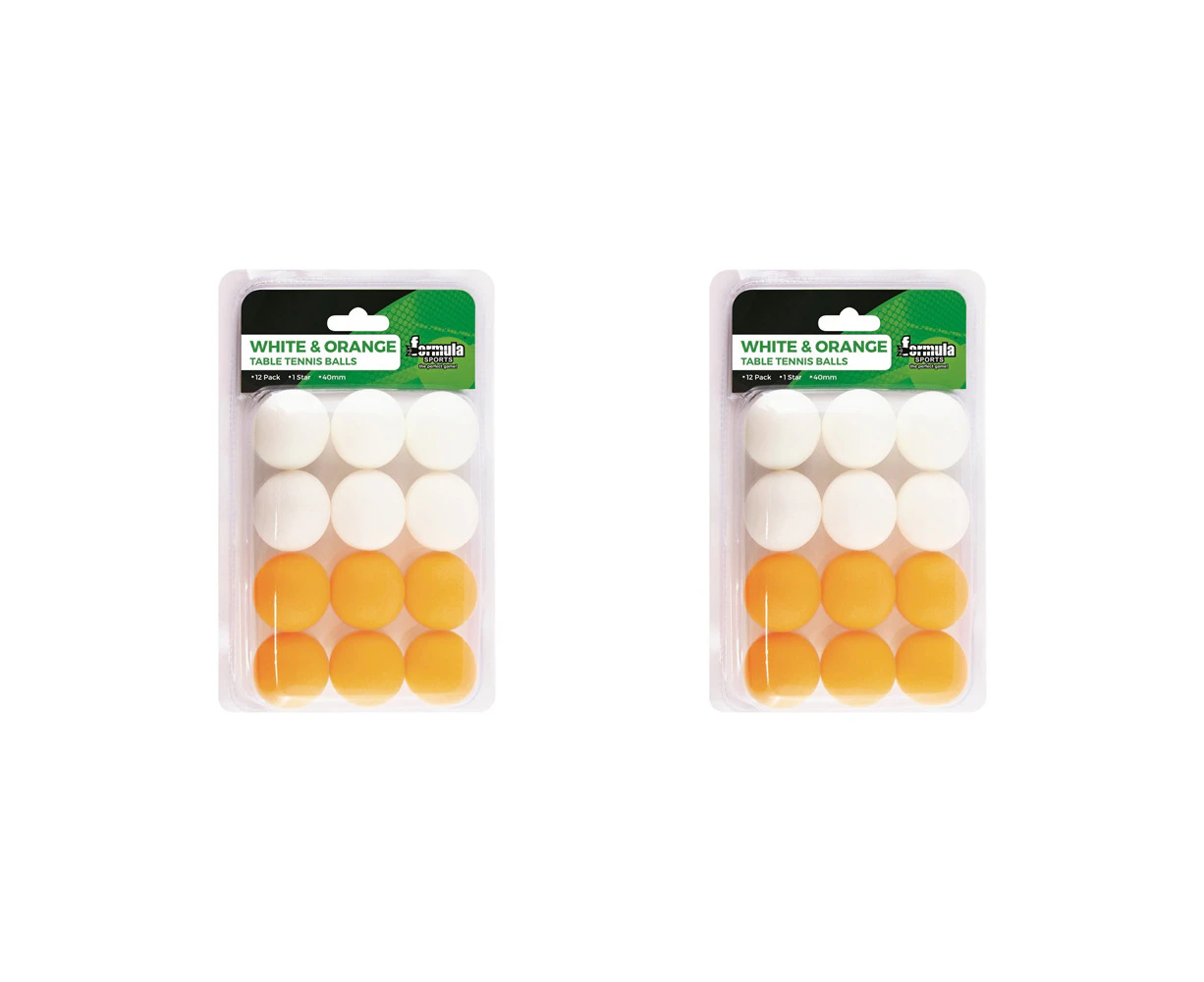 24pc Formula Sports 4cm Table Tennis Balls Training/Practice Game White/Orange