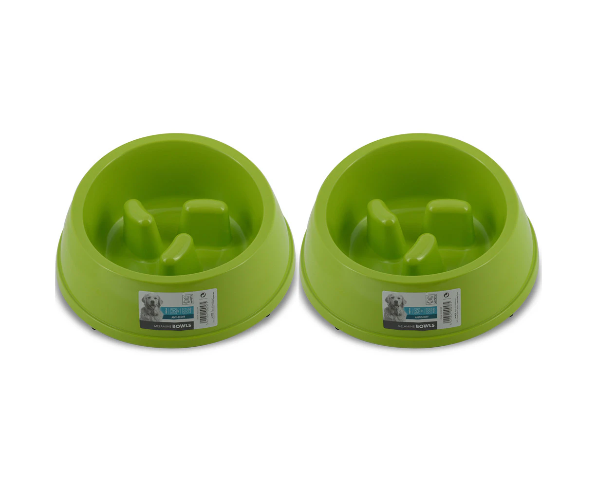 2x M-Pets 1400ml Melamine Bowl High Back Slow Down Cat/Kitten Pet Feeder Dish