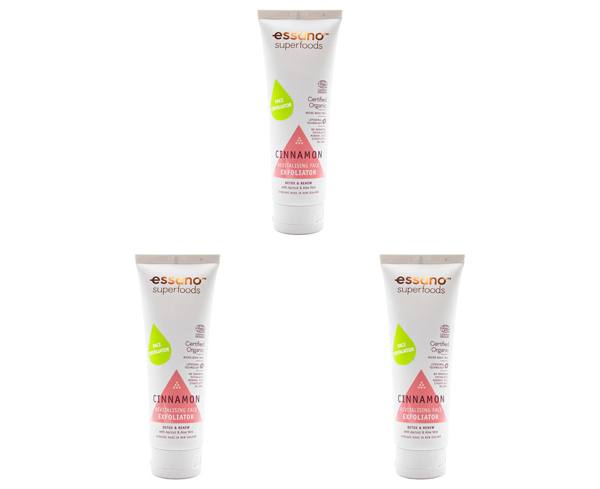 3x Essano Revitalising Face Exfoliator Superfoods Detox & Renew Cinnamon 100ml