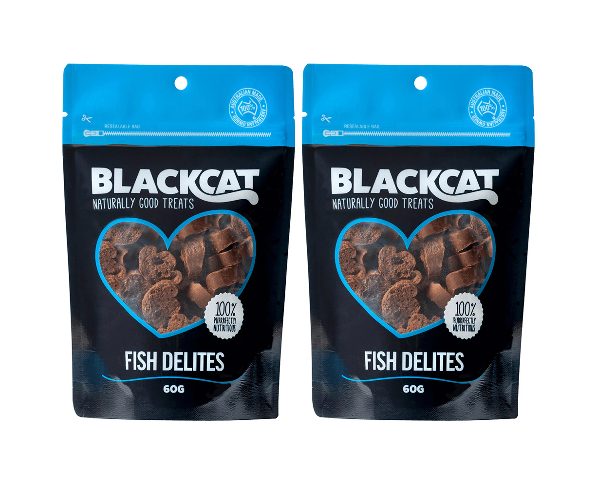 2x Blackcat Fish Delites 60g Cat/Pet Healthy Treats/Food/Meal/Snacks Reward Bag